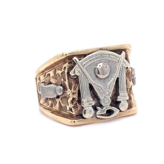 10K Yellow Gold Ring | Free Mason Design, Size 7.5