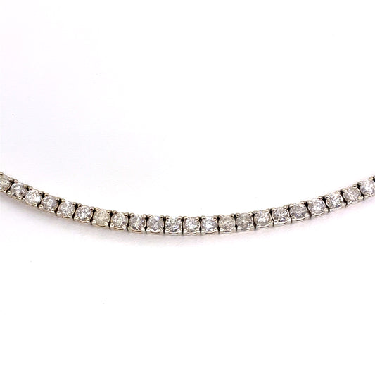14K White Gold Natural Diamond Tennis Necklace | Round 9.40 TCW, H-I I1-I2, 22 Inches