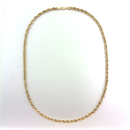 10K Gold Hollow Rope Necklace | 24 Inches, 5.2mm