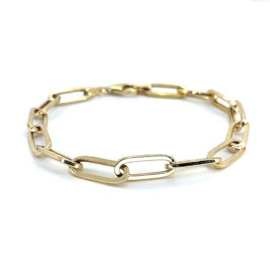 14K Yellow Gold Hollow Paperclip Bracelet | 7.5 Inches, 5.6mm, 3.50 grams