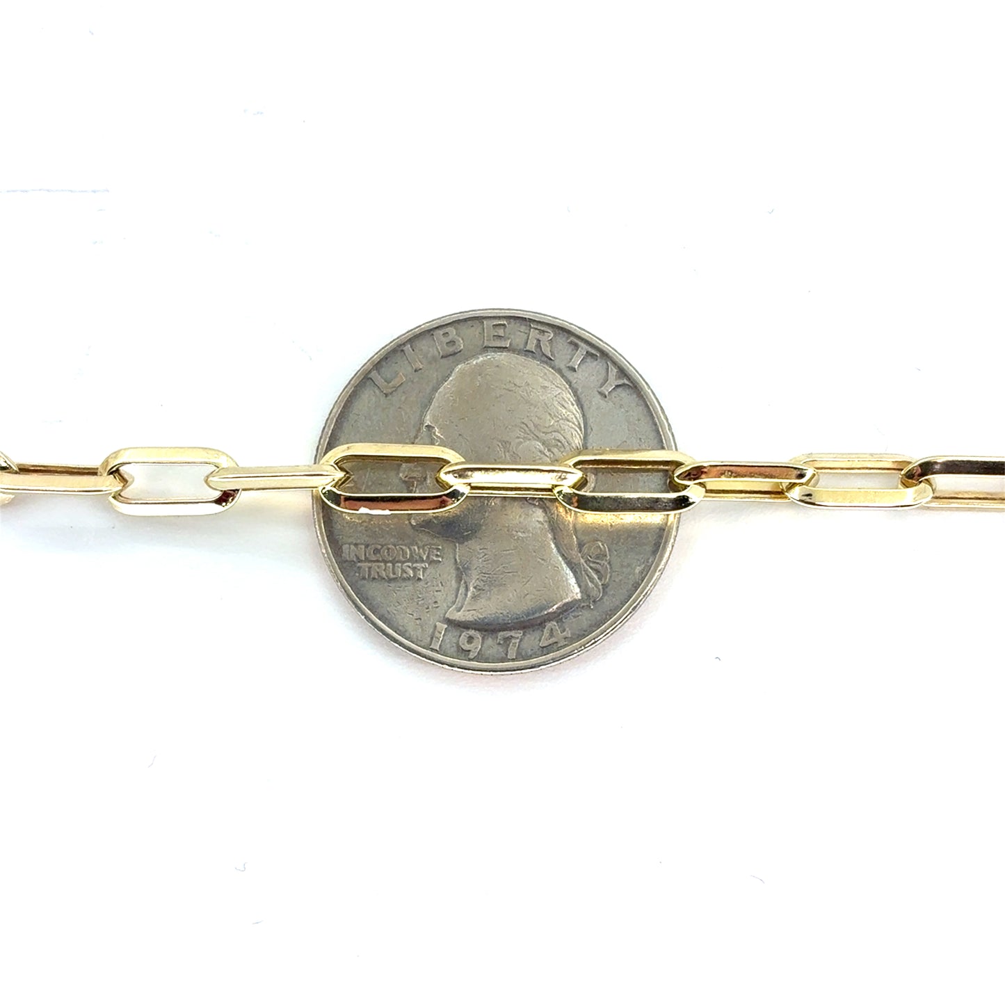 14K Hollow Paperclip Necklace | 24 Inches, 4.5mm