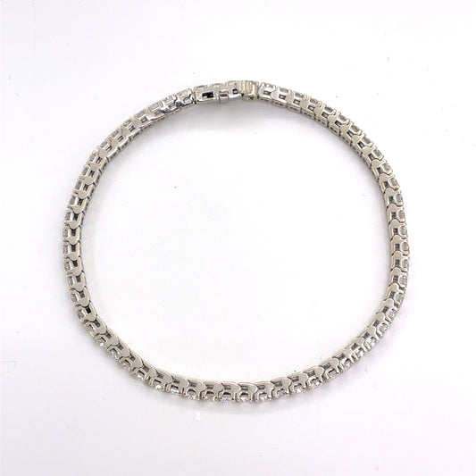 14K White Gold Natural Diamond Tennis Bracelet | Round 4.88 TCW, F-G VS1-VS2, 7.25 inch