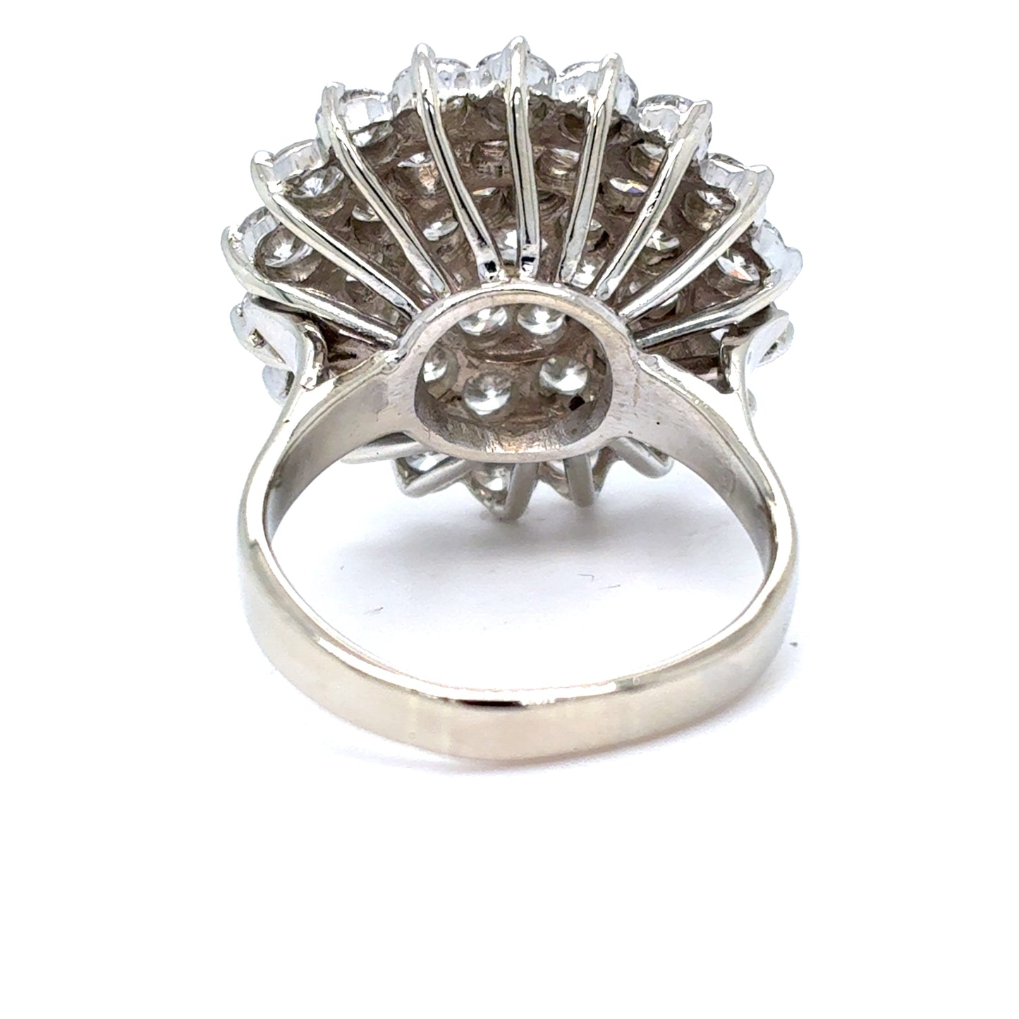 10K White Gold Natural Diamond Cluster Cocktail Ring | Round Brilliant 3.09 TCW, H-I SI1-SI2, Size 7