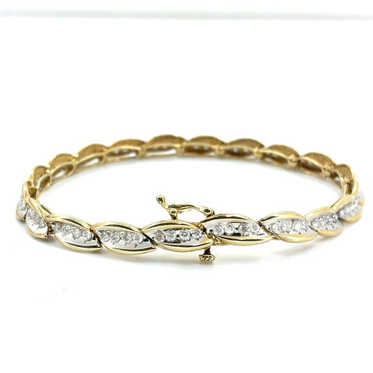 14K Two-Tone Gold Natural Diamond Contemporary Tennis Bracelet | Round Brilliant 1.96 TCW, I I2