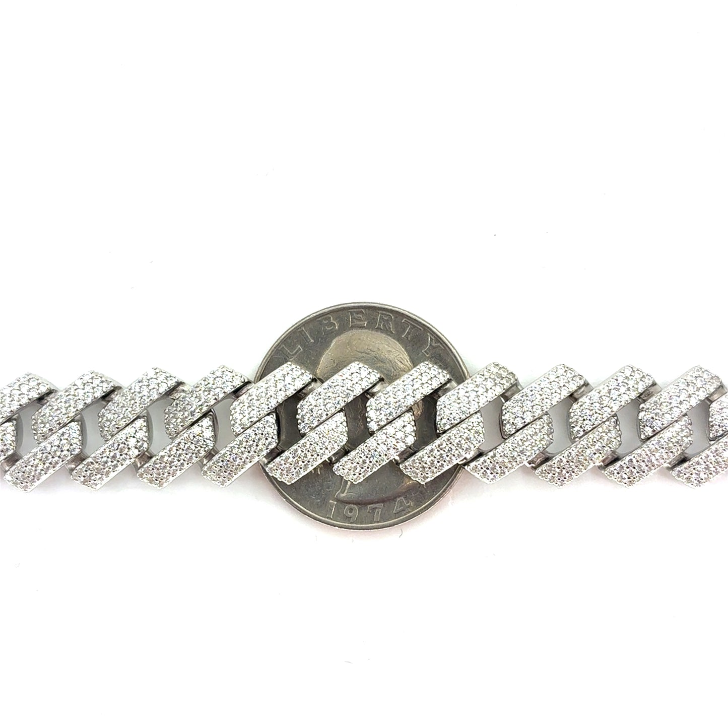 925 Sterling Silver CZ Monaco Cuban Necklace | 22 Inches, 12mm