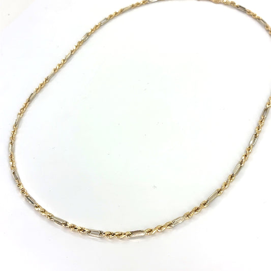 14K Two Tone Gold Solid Milano Necklace | 22 Inches, 3.5mm, 13.7 grams