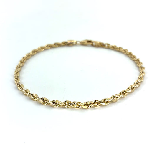 14K Solid Rope Bracelet | 7.75 Inches 2.4mm