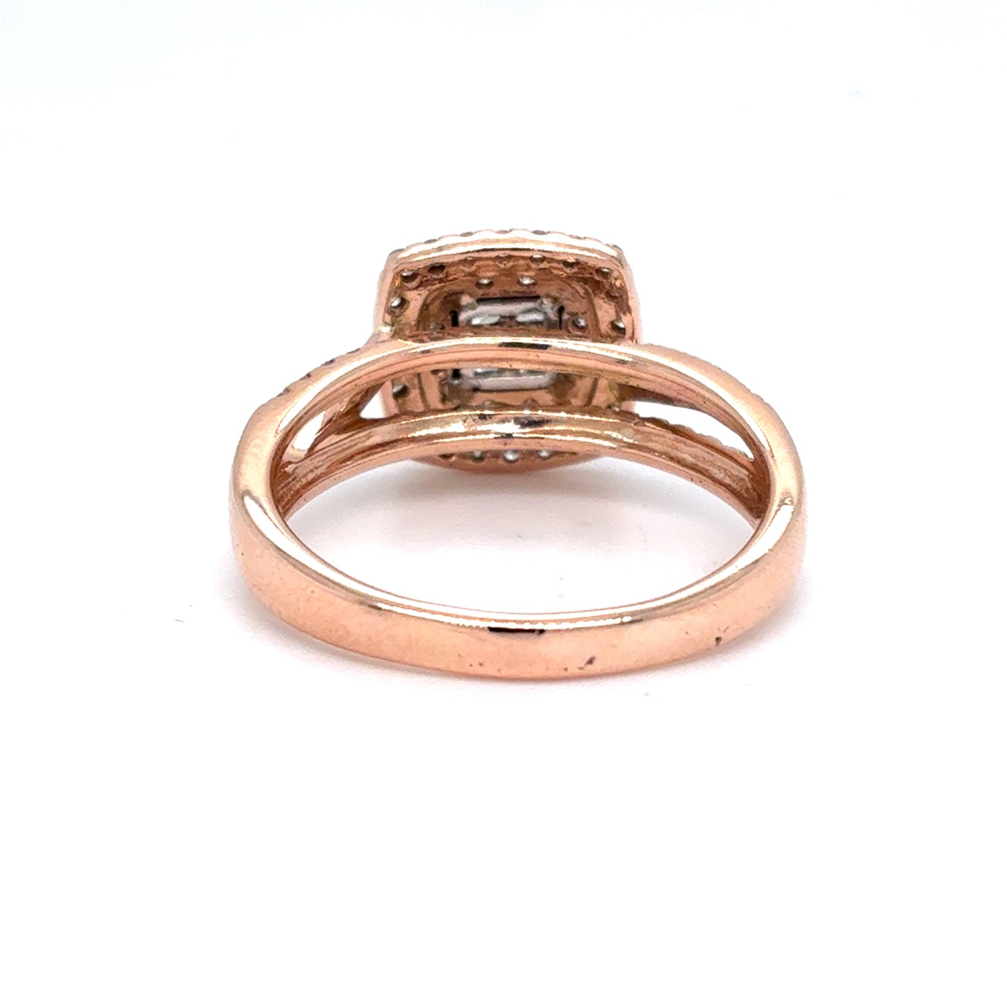 14K Rose Gold Natural Diamond Cluster Halo Ring | Princess & Round 0.91 TCW, H-I SI1-I1, Size 9