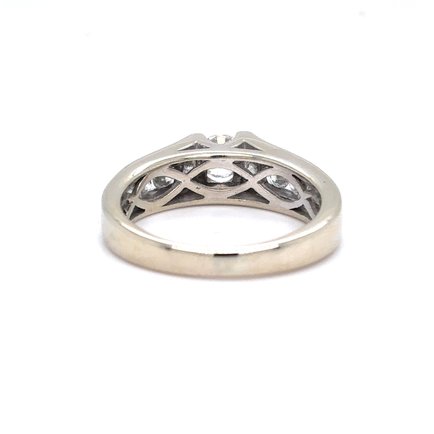14K White Gold Natural Diamond Engagement Ring with Channel-Set Accents | Round Brilliant 0.97 TCW, G SI2, Size 6.75