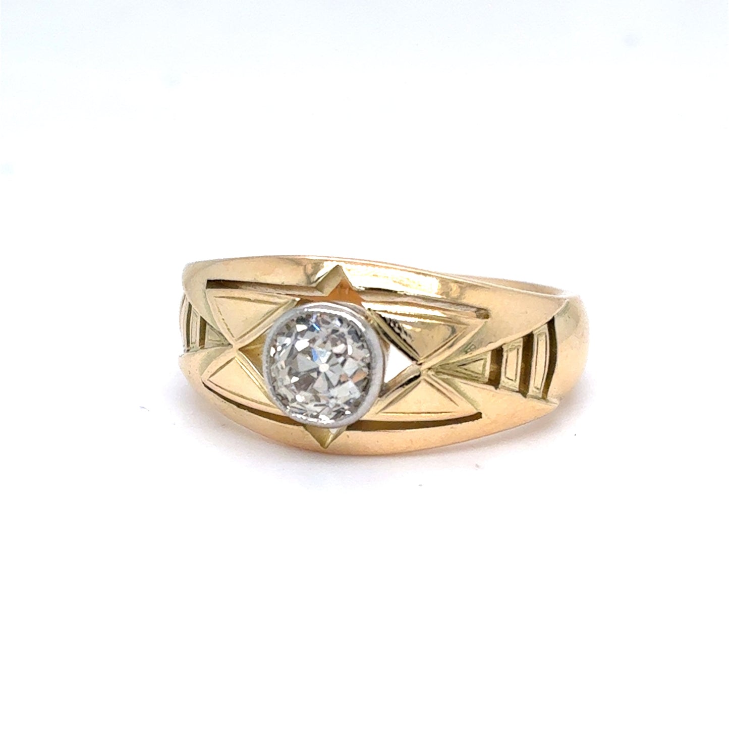 14K Yellow Gold Retro Old European Cut Diamond Solitaire Ring | 0.95 CT, L SI1, Size 8.5