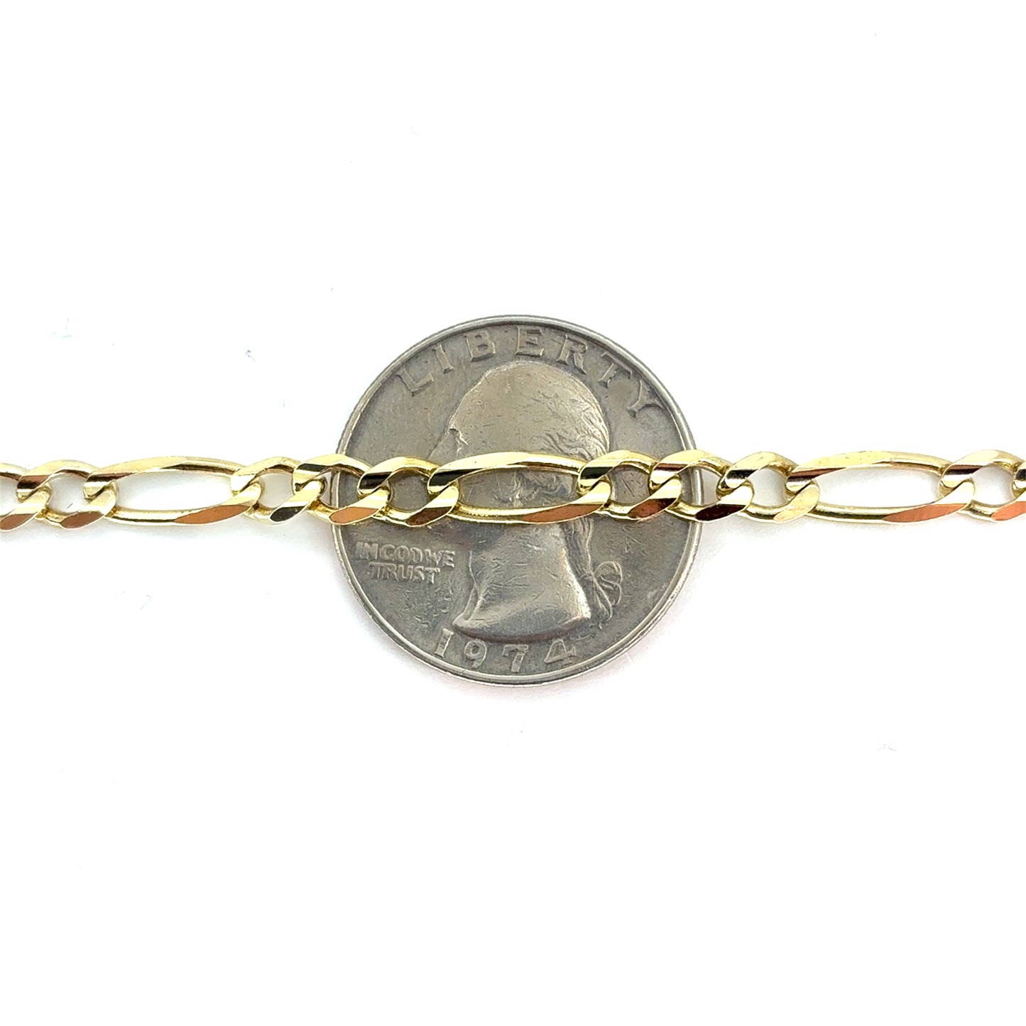14K Yellow Gold Solid Figaro Necklace | 22 Inches, 4.6mm, 16.5 grams
