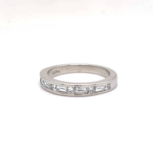 Platinum Natural Diamond Eternity Band | Princess & Baguette 0.69 TCW, G VS1, Size 6