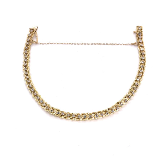 14K Yellow Gold Natural Diamond Tennis Bracelet | Round Brilliant 1.04 TCW, I SI2