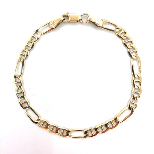 10K Yellow Gold Solid Mariner Bracelet | 7 Inches, 4.4mm, 4.00 grams