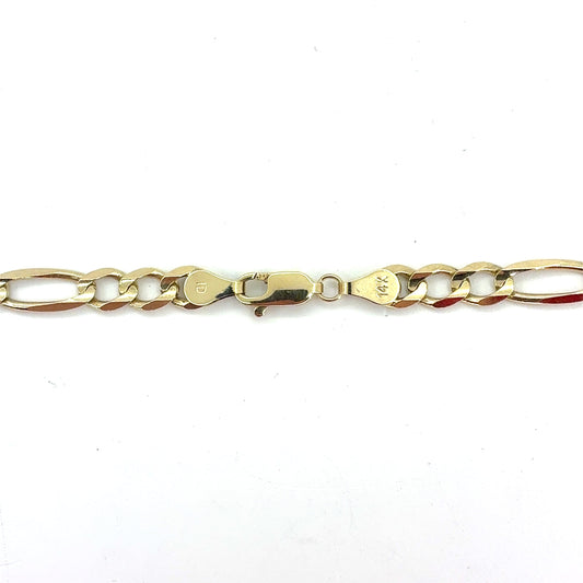 14K Yellow Gold Solid Concave Figaro Necklace | 24 Inches, 5.8mm, 25.28 grams