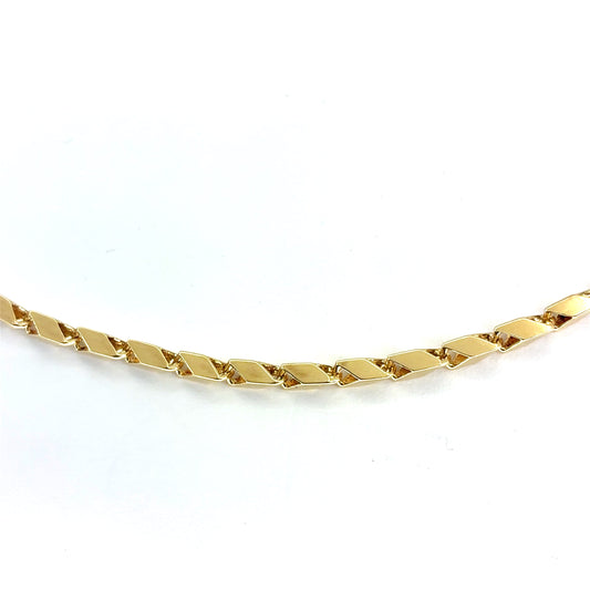 18K Yellow Gold Solid Angle Box Chain Necklace | 20 Inches, 13.10 grams