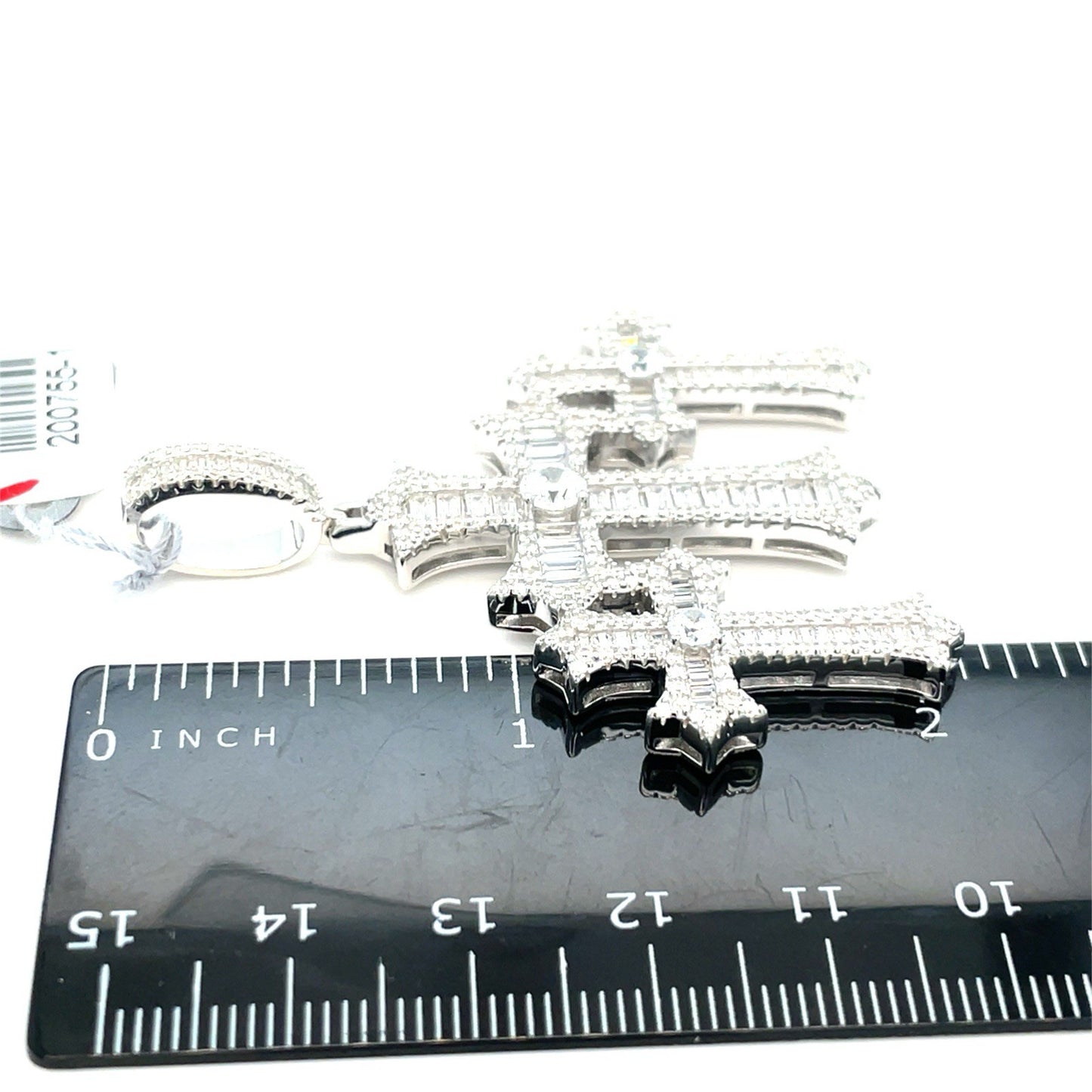 925 Sterling Silver CZ Triple Cross Pendant 15.10g2