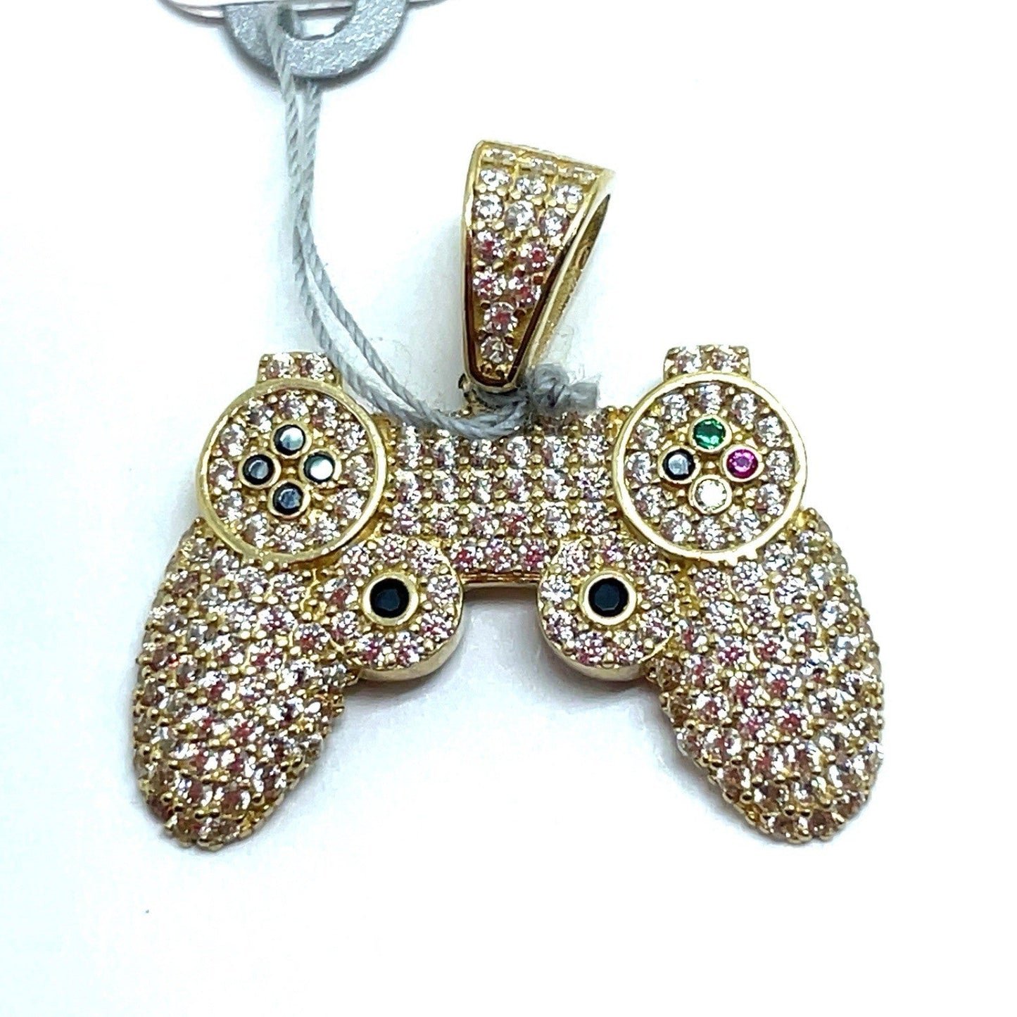 14k Yellow Gold CZ PS4 Controller Pendant 3.50g0