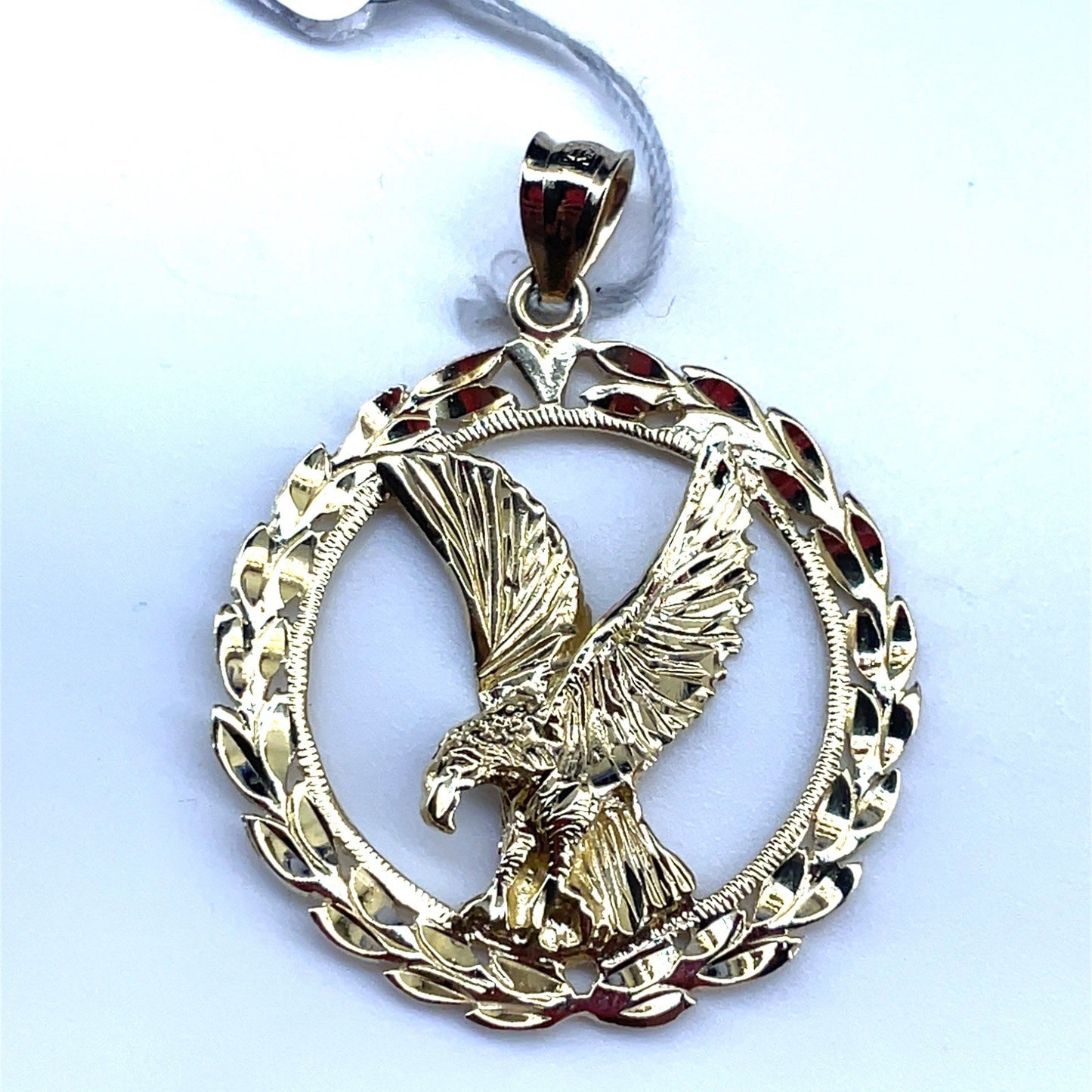 14k Yellow Gold Round Open Eagle Pendant 6.50g 0