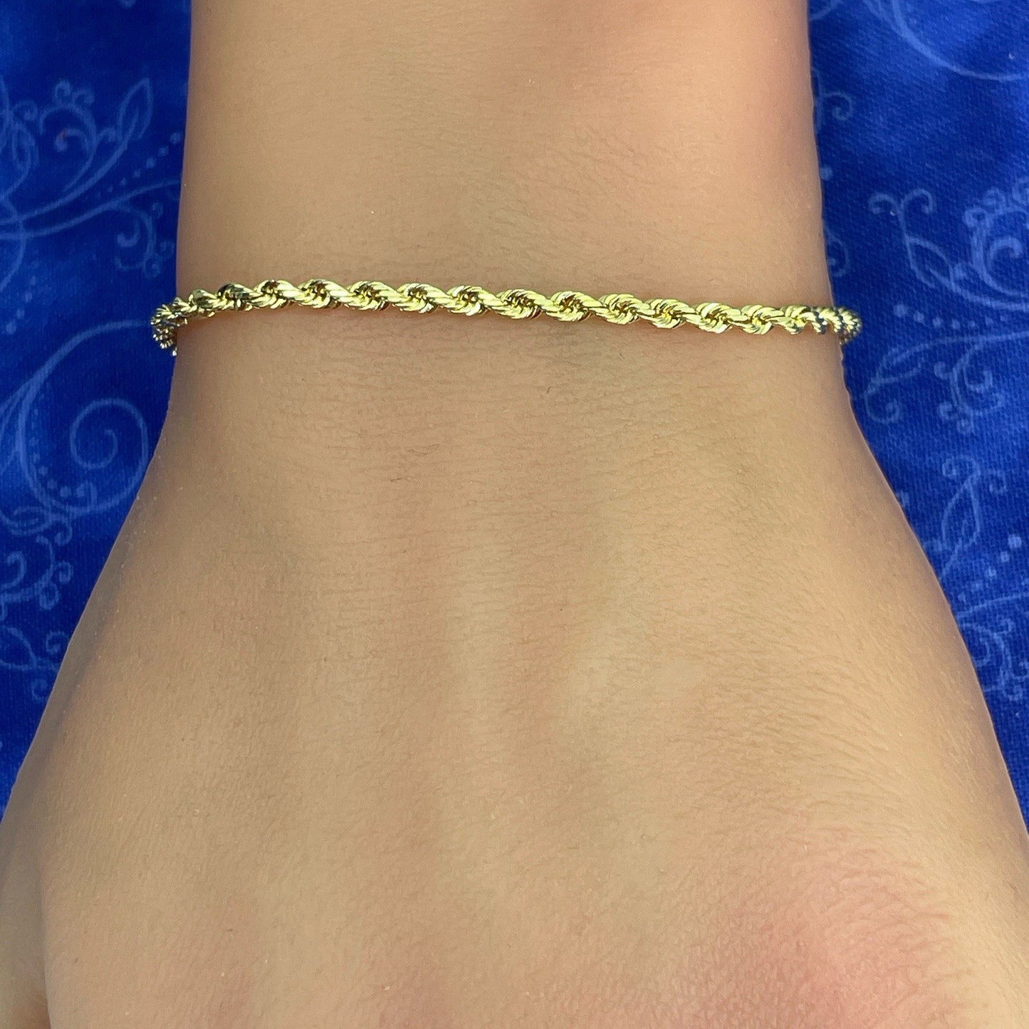 14k Yellow Gold 7.5” Solid Rope Bracelet 4.30g 2.5mm 3