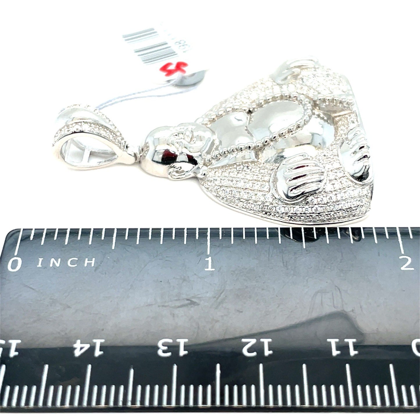 925 Sterling Silver CZ Buddha Pendant 15.60g3