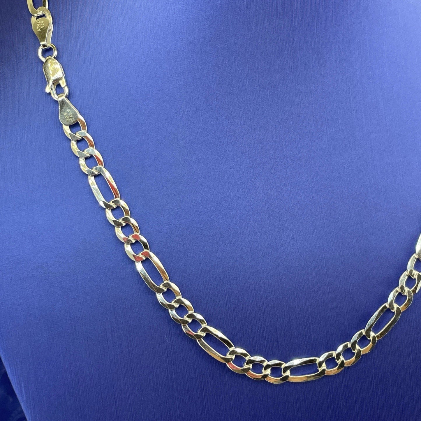 925 Sterling Silver 18” Figaro Necklace 13.00g 5.6mm2