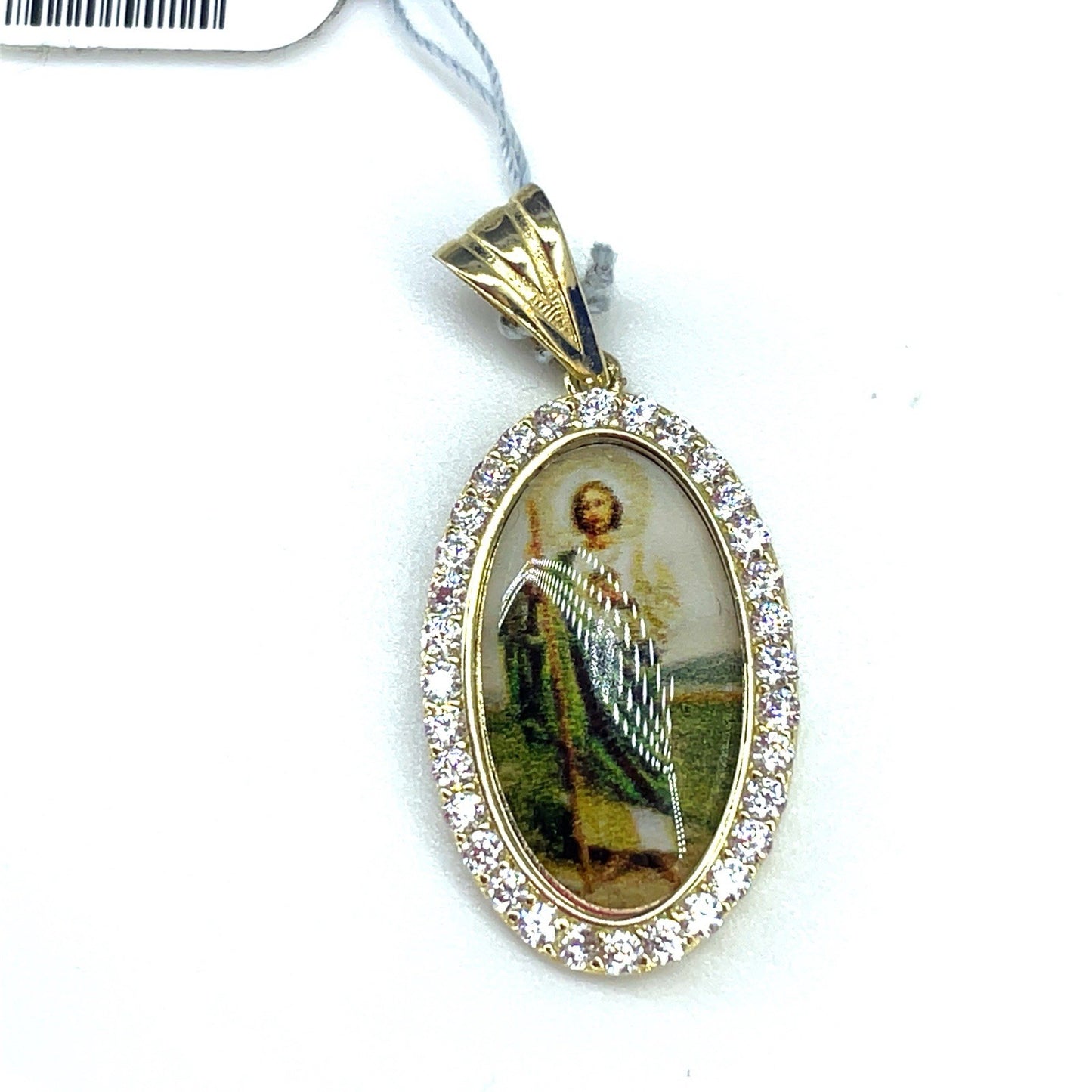 14k Yellow Gold CZ San Judas Round Pendant 3.10g0