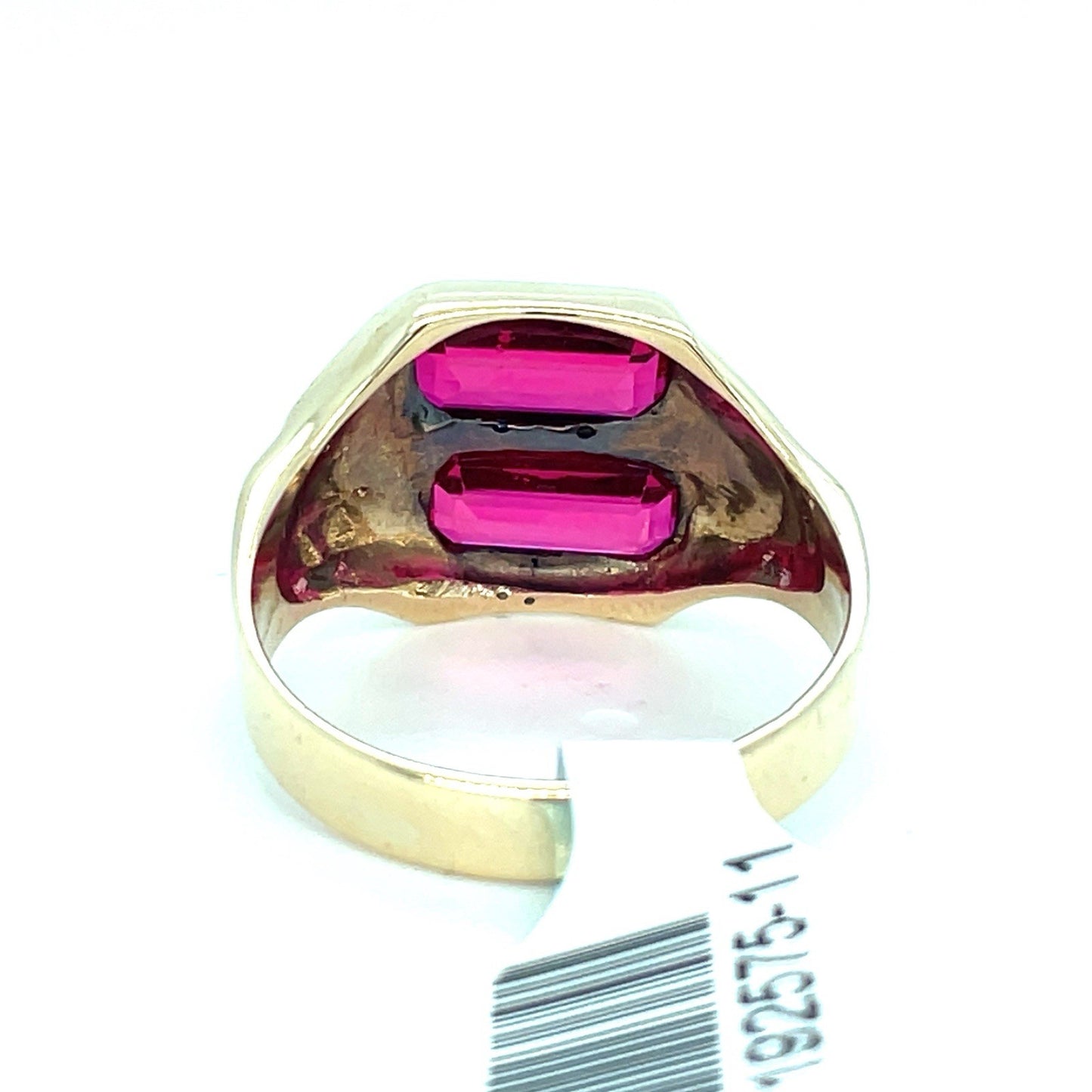 10k Yellow Gold Men’s Red Synthetic Stone Ring 6.00g Size 102