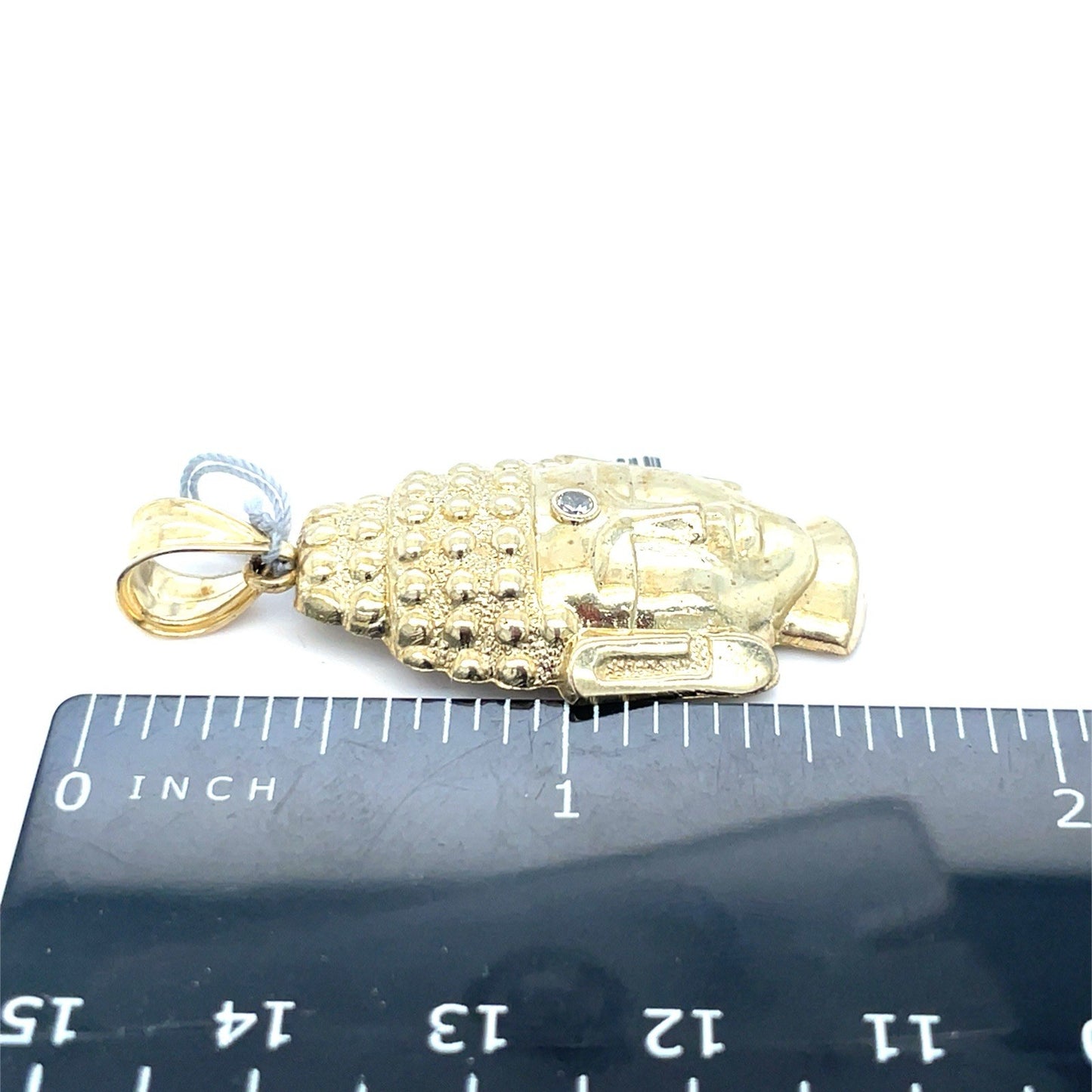 10k Yellow Gold CZ Buddha Head Pendant 4.10g2