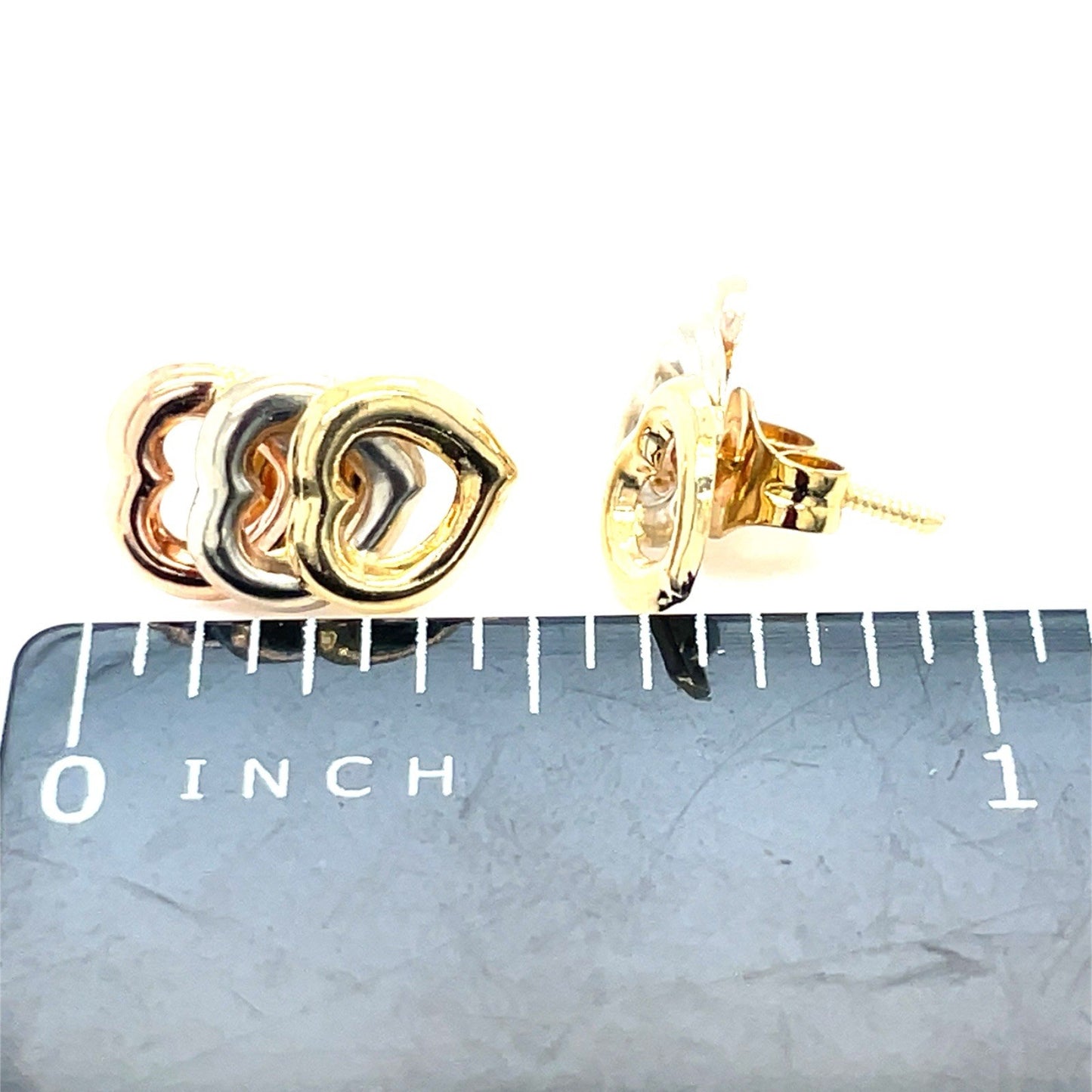 18k Tri Color Gold Women’s 3 Hearts Earrings 0.90g2