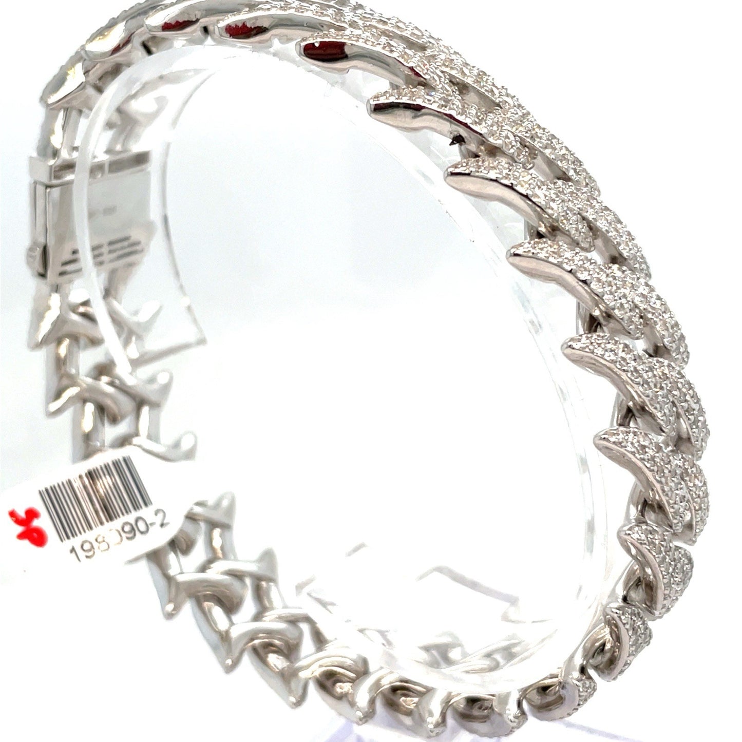 925 Sterling Silver 8” Barb Wire CZ Bracelet 70.80g 17.9mm4