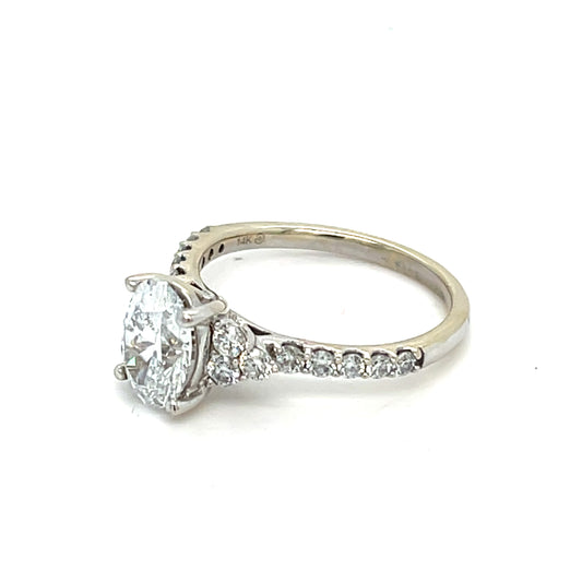 14K White Gold Lab Diamond Ring | Oval Lab Diamond 2.00 TCW D VVS 2, Size 7