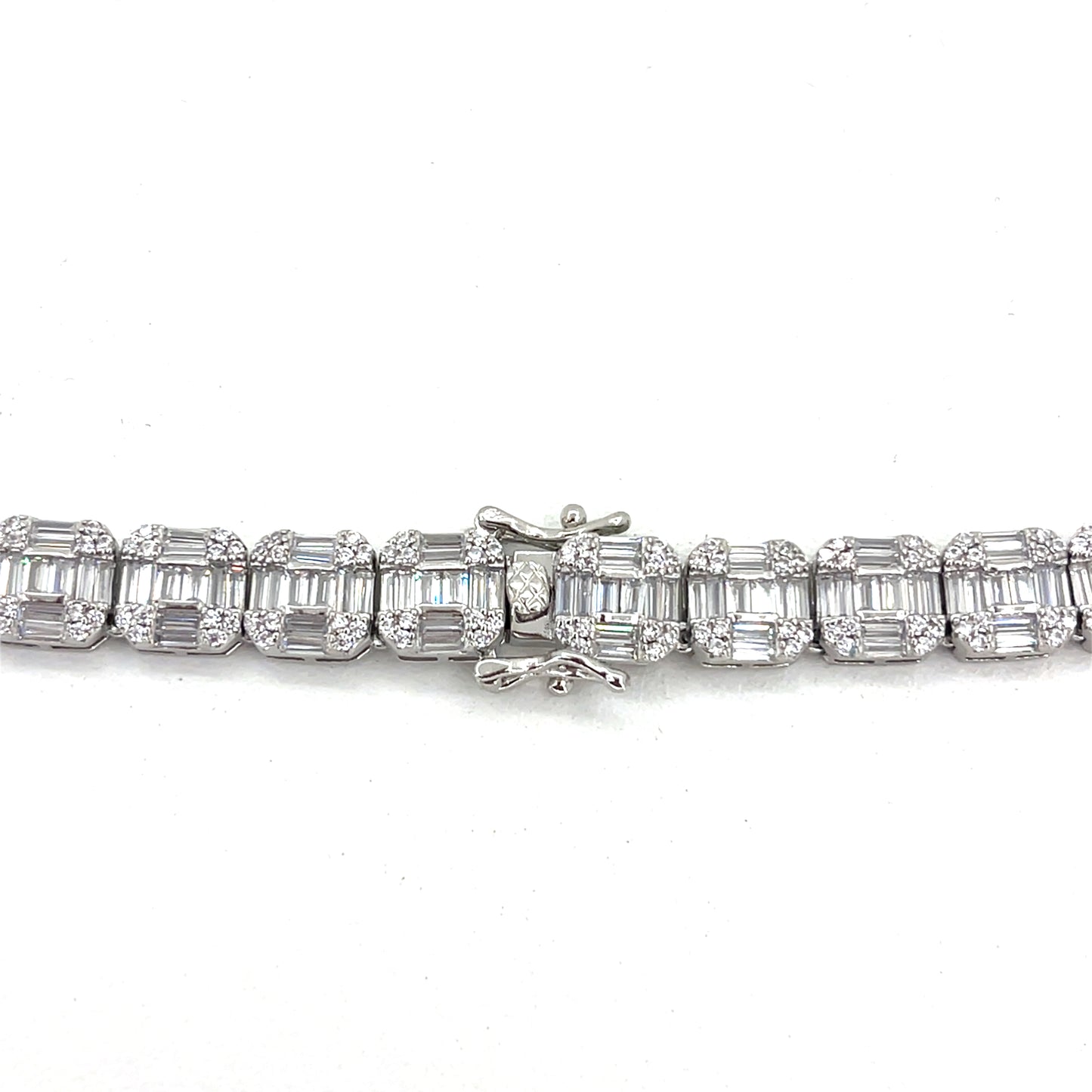 Sterling Silver Necklace | CZ Square Cluster Design, 20 INCH