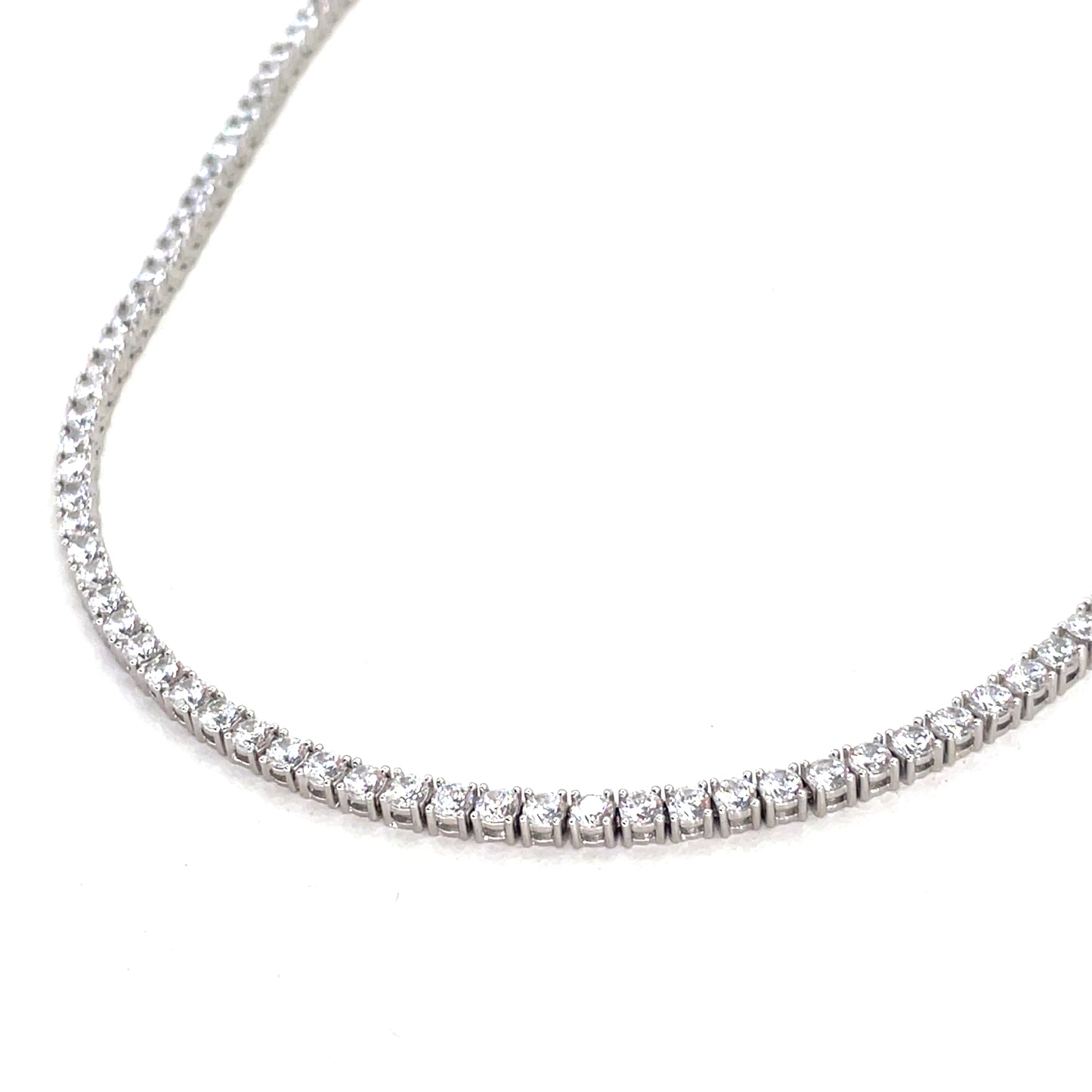 Sterling Silver Necklace | CZ Tennis Design, 16 INCH