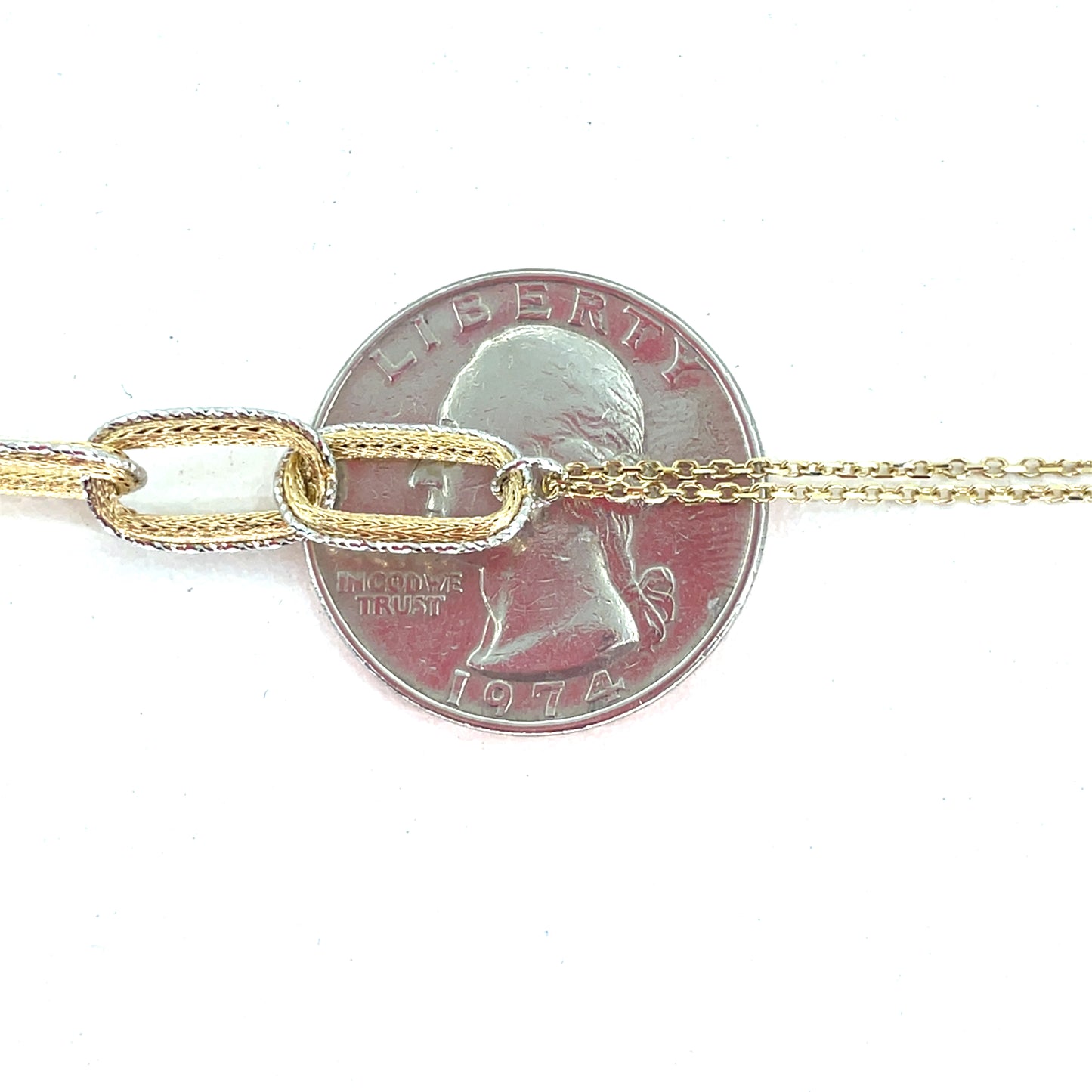 14K Yellow Gold Necklace | Double Rolo Half Paper Clip Design, 17 inch