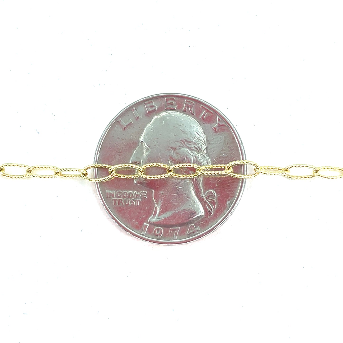 14K Yellow Gold Necklace | Beaded Oval Link Design, 18 inch