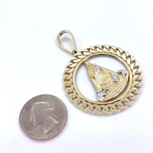 14K Yellow Gold Pendant | Caridad del Cobre Our Lady of Charity Design