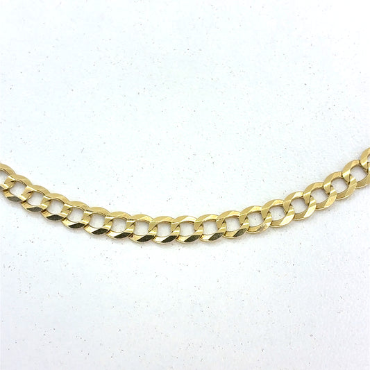 14K Yellow Gold Necklace | Solid Flat Cuban Design, 18 inch
