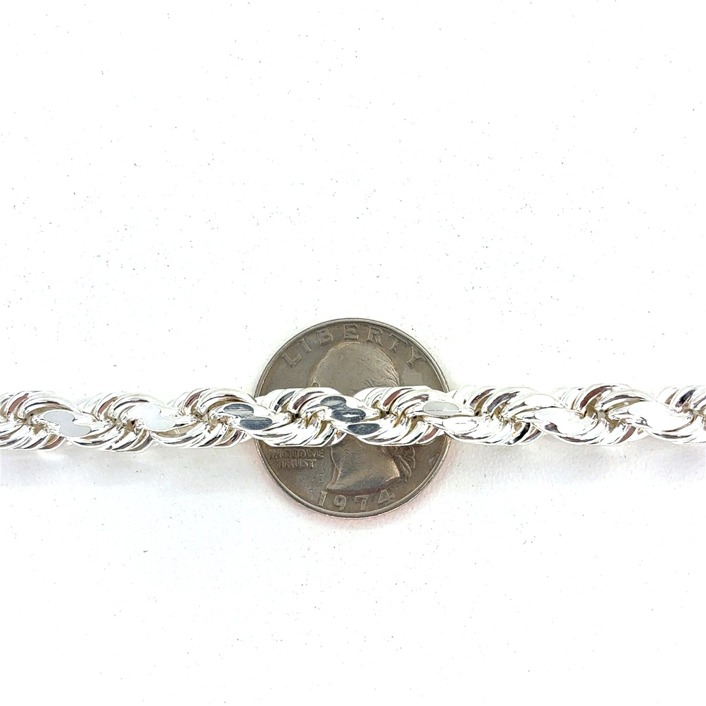 Sterling Silver Necklace | Hollow Rope Diamond Cut Style, 22 inch