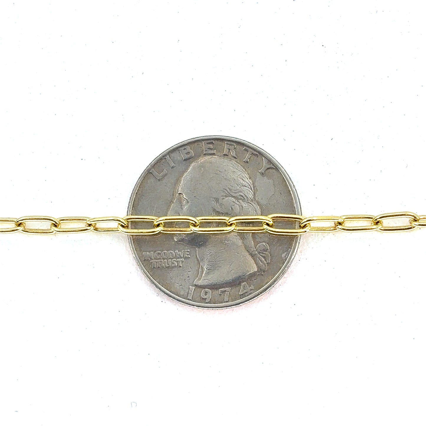 14K Yellow Gold Necklace | Tight Link Paper Clip Design, 18 inch