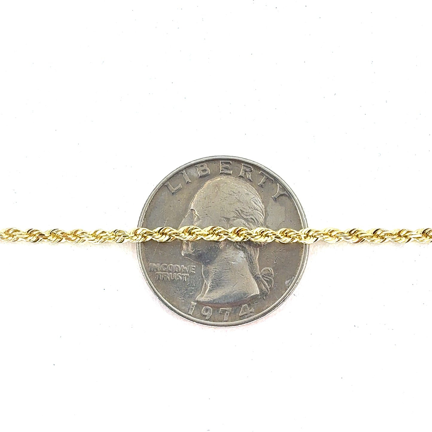 14K Yellow Gold Necklace | Solid Rope Design, 18 inch