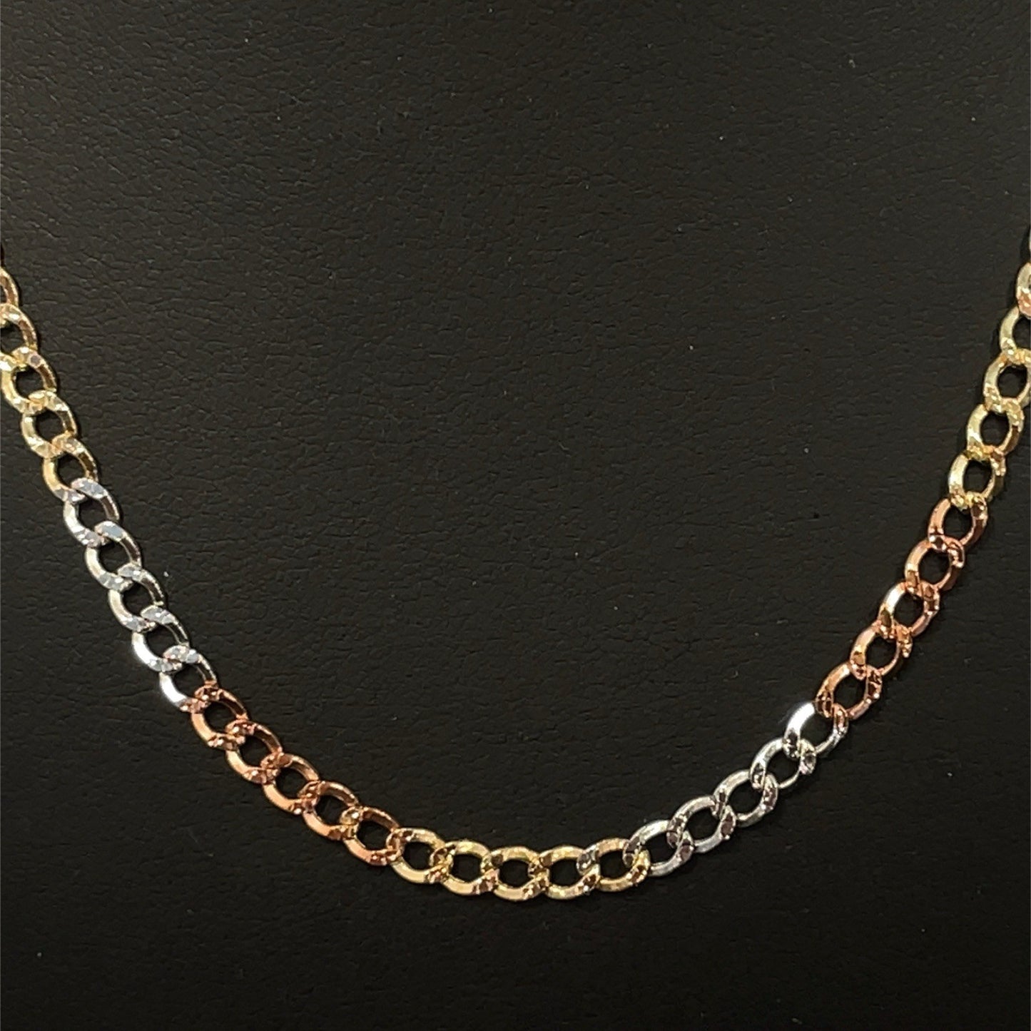 14k Tri Color 16” Hollow Cuban Necklace 4.30g 3.50