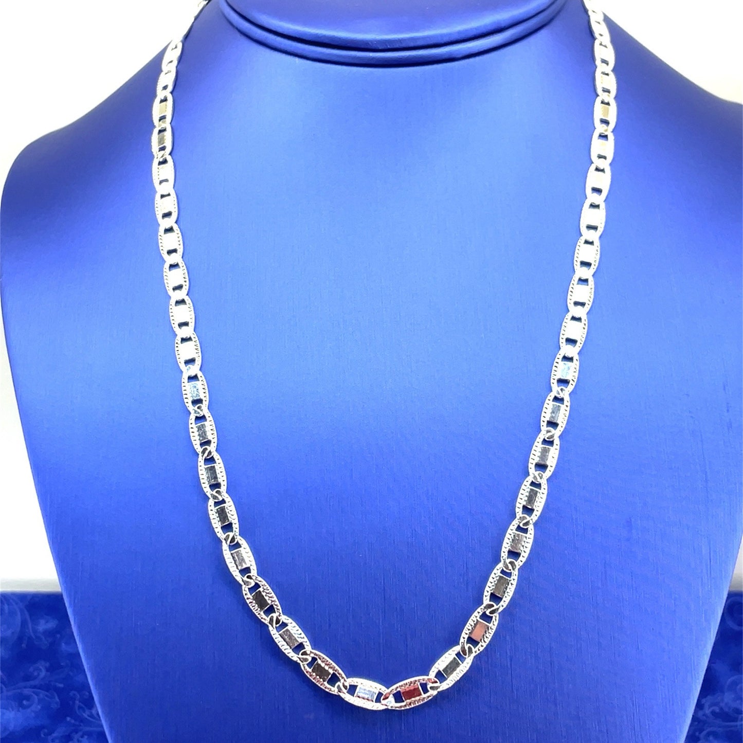 925 Sterling Silver 20” Valentino Necklace 18.50g 5.3mm 2