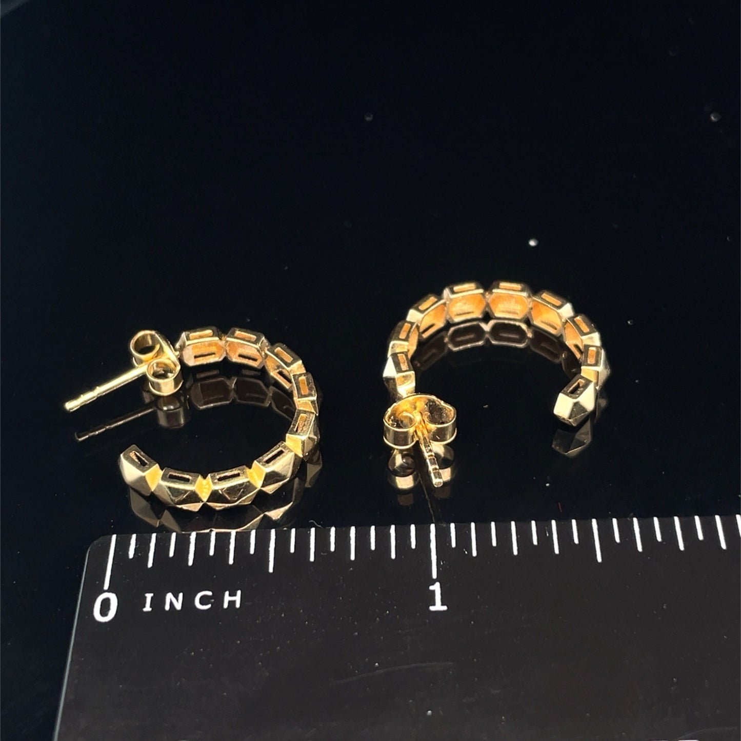 14k Yellow Gold Single Bevels Earrings 2.60g 3.2x20mm2