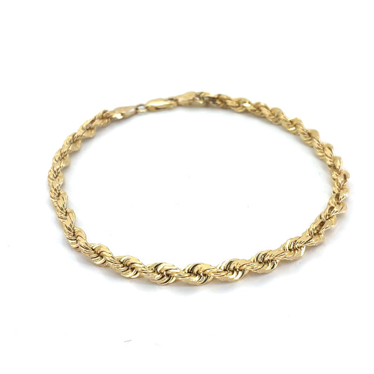 14K Yellow Gold Men's Solid Rope Bracelet | Solid Rope, 4.7mm, 9.5 inch