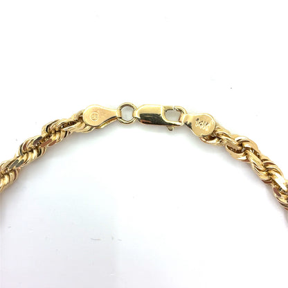 14K Yellow Gold Men's Solid Rope Bracelet | Solid Rope, 4.7mm, 9.5 inch