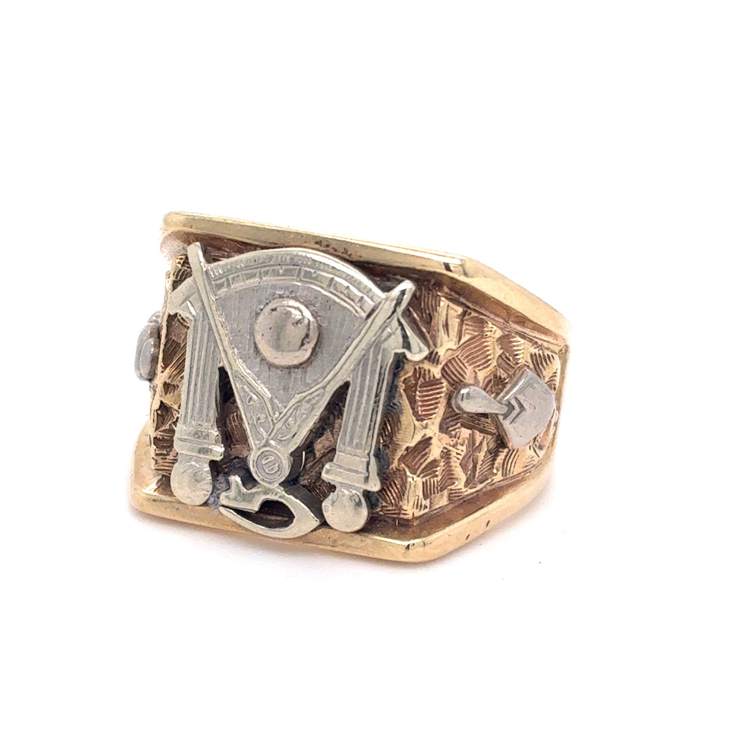 10K Yellow Gold Ring | Free Mason Design, Size 7.5