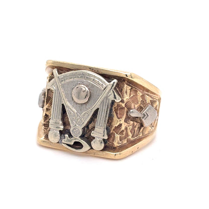10K Yellow Gold Ring | Free Mason Design, Size 7.5