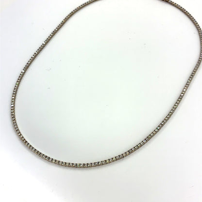 14K White Gold Natural Diamond Tennis Necklace | Round 9.40 TCW, H-I I1-I2, 22 Inches