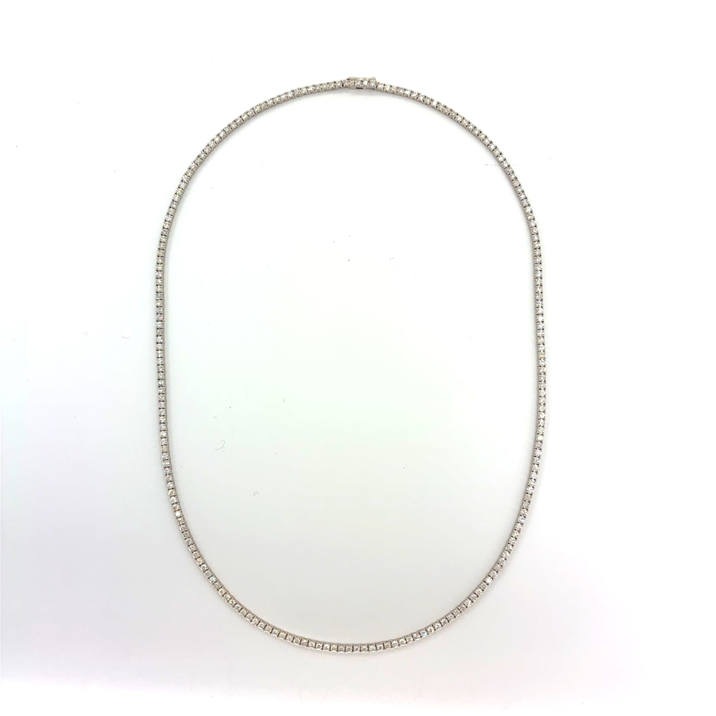 14K White Gold Natural Diamond Tennis Necklace | Round 9.40 TCW, H-I I1-I2, 22 Inches